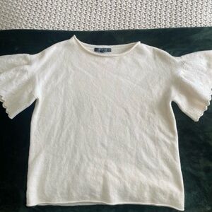 Saks fifth avenue Cream Ruffle Sleeve Top